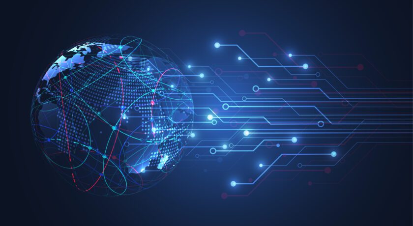 Global nätverksanslutning. Världskarta punkt och linje komposition koncept för global affärsverksamhet.