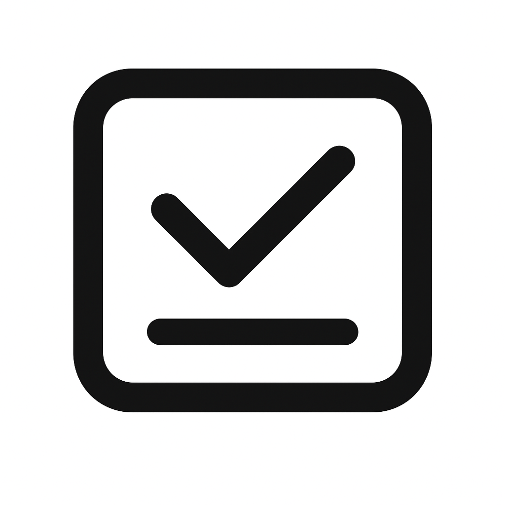 Ikon föreställande en bock i en ruta, som signalerar att något är godkänt eller valt.